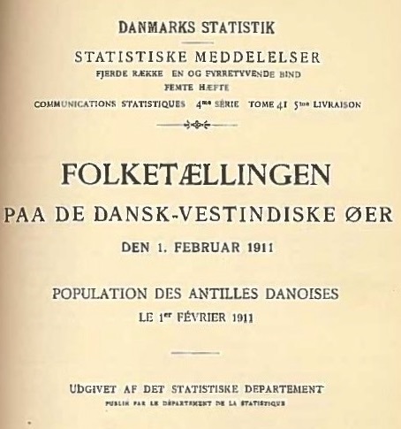 Forside af Folketællingen paa de dansk-vestindiske øer den 1. februar 1911