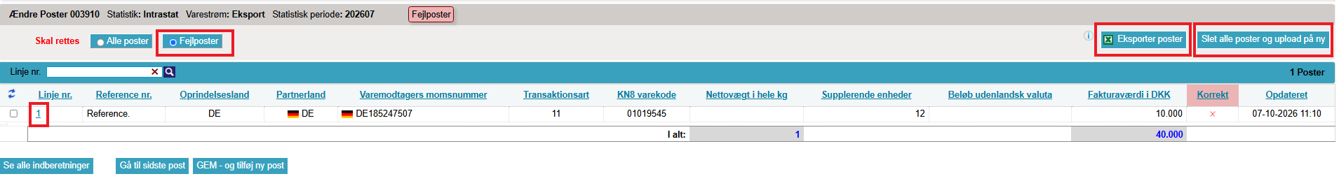 billede af knappen fejlposter