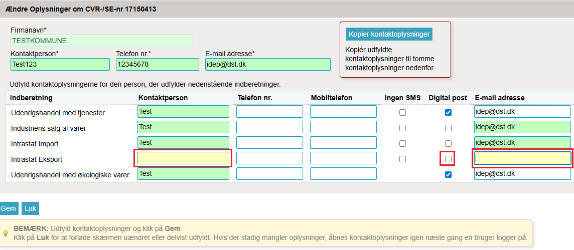 Billede af indtast stamdata