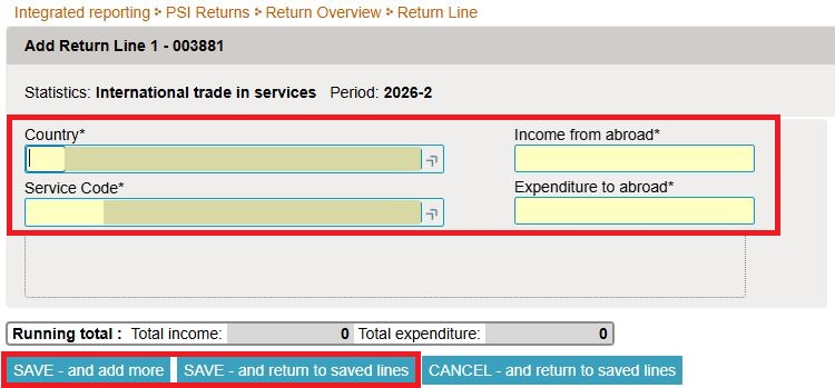 Screenshot of messages shown when adding return line in IDEP.