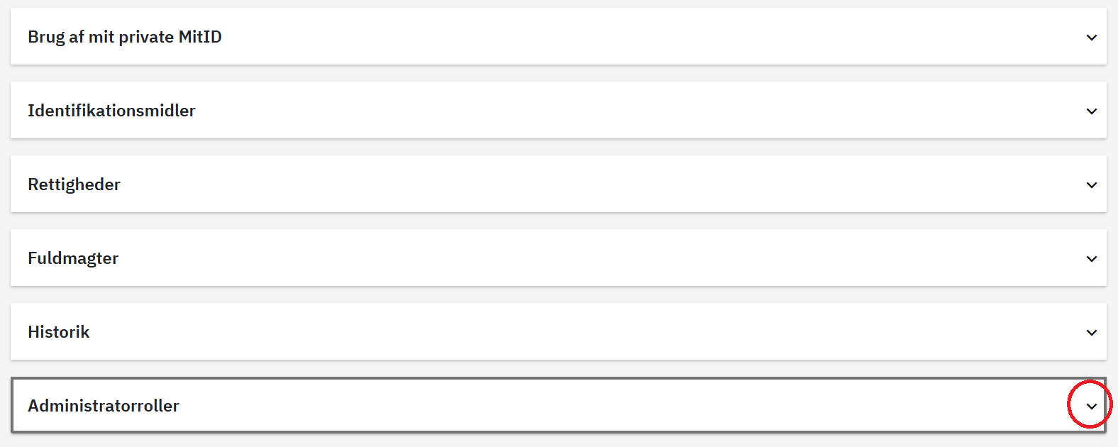 Udfoldelig sektion: Administratorroller.