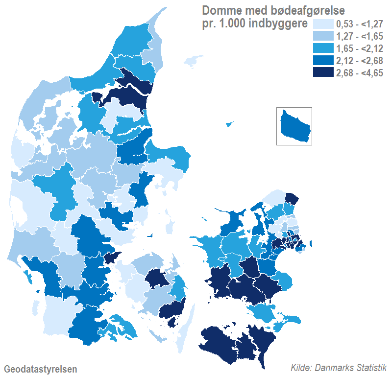 Kort 2 - Frihedsstraffe under straffeloven er mest typiske i Ishøj - bødeafgørelse