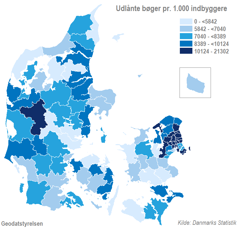 Udlånte bøger pr. 1.000 indbyggere