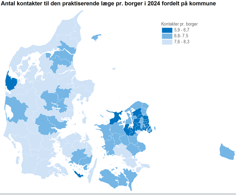 Borgere i Vestdanmark gik mest til lægen i 2024